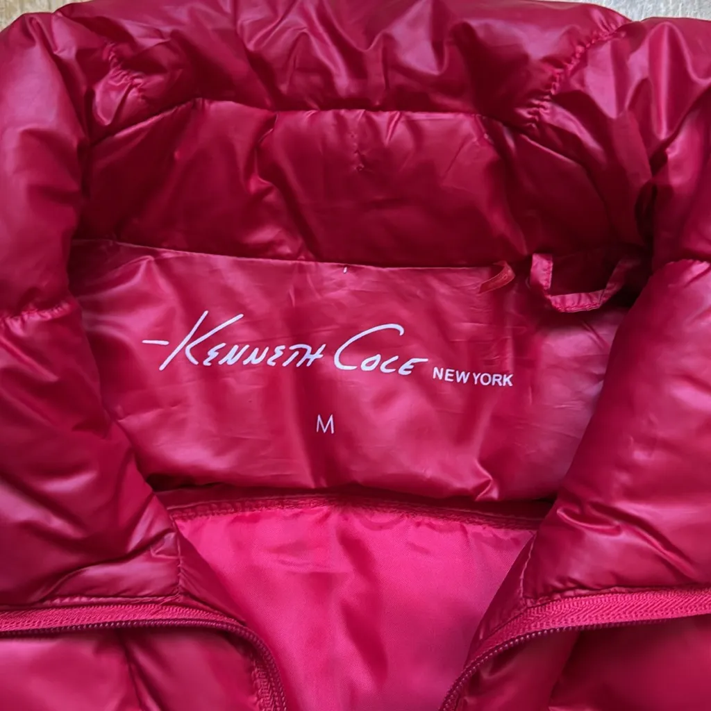 Kenneth Cole Cherry Red Puffer Jacket Medium - Image 3