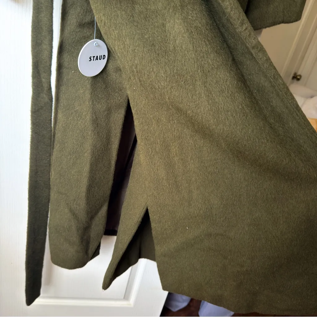 Staud Dakota Wool Alpaca Wrap Coat Shawl Sergeant Green Medium NWT - Image 4