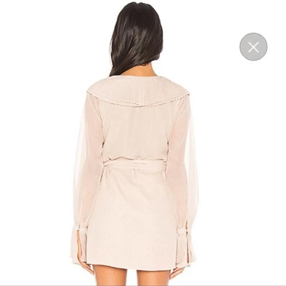 NWT Chrissy Teigen x Revolve Sands Ruffle Mini Wrap Dress, Blush/Ivory XS - Image 3