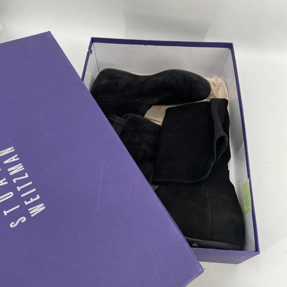 STUART WEITZMAN Black Suede Lander Over the Knee Wedge Boots 7.5 - Image 7