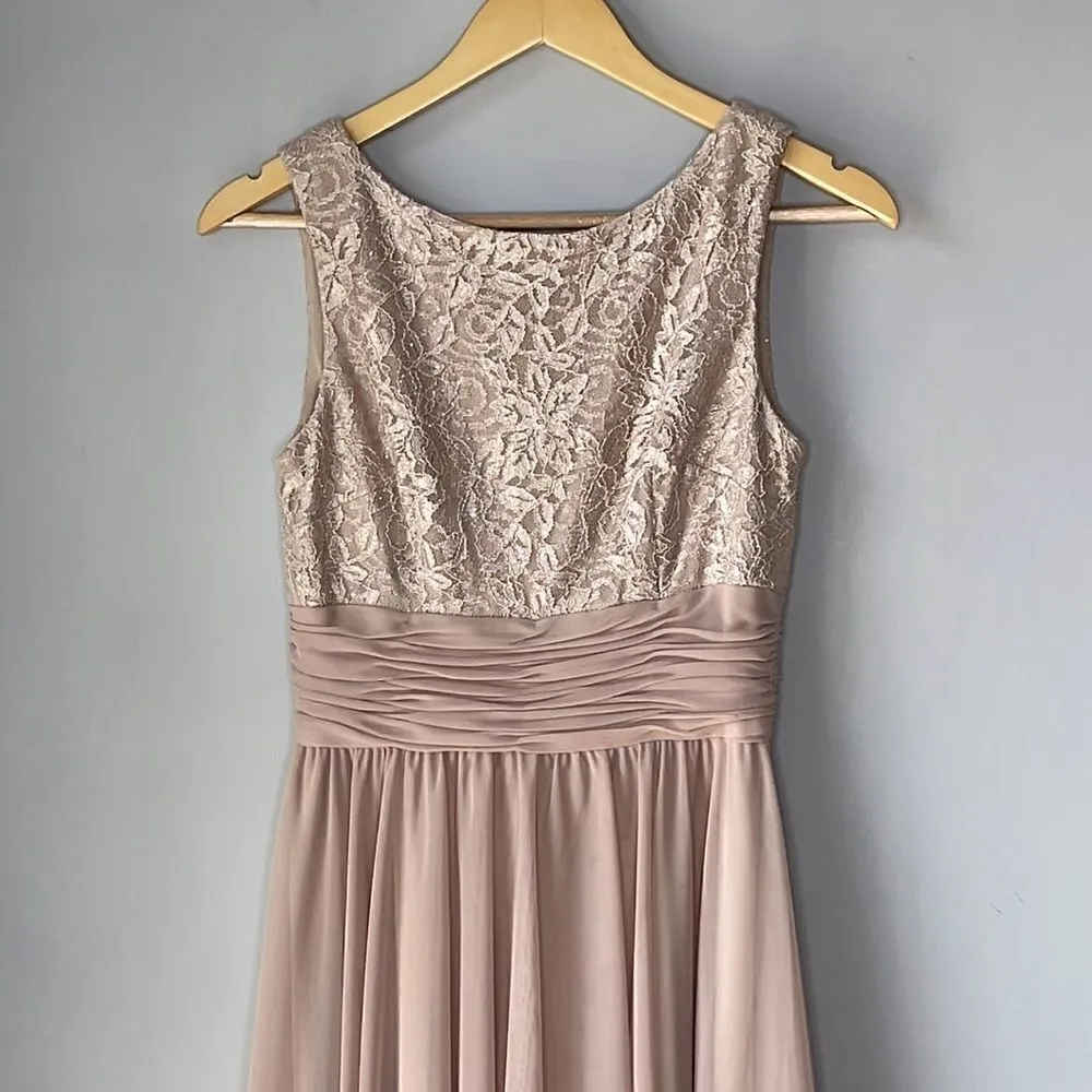 Jessica Howard Lace Chiffon Midi Dress Beige Neutral - Image 3