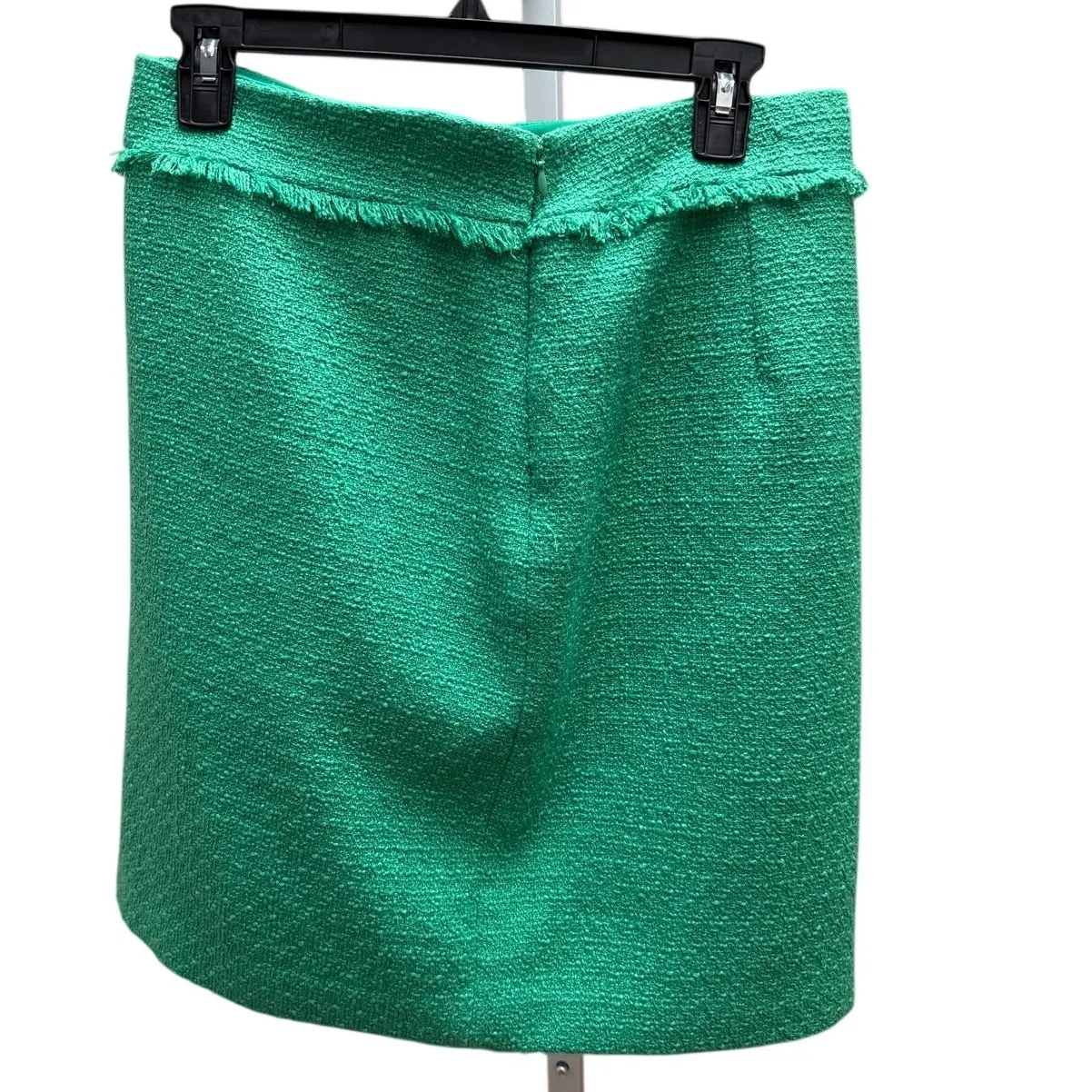 Karl Lagerfeld Pencil Skirt Tweed Fringe Women’s Size 4 Green Stretch Designer - Image 5