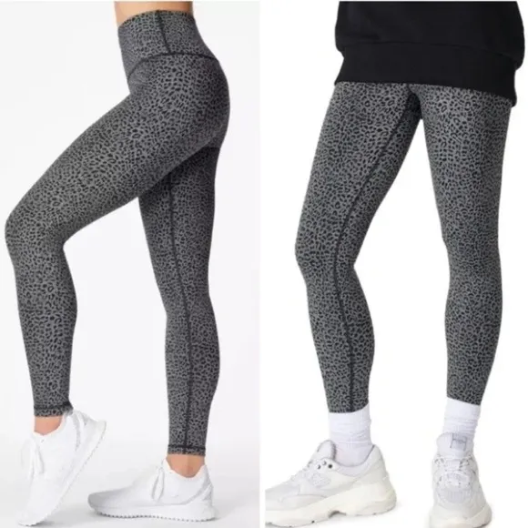 Sweaty Betty Flatter Me Jacquard Gray Leopard Print High Waist Leggings Size S - Image 2