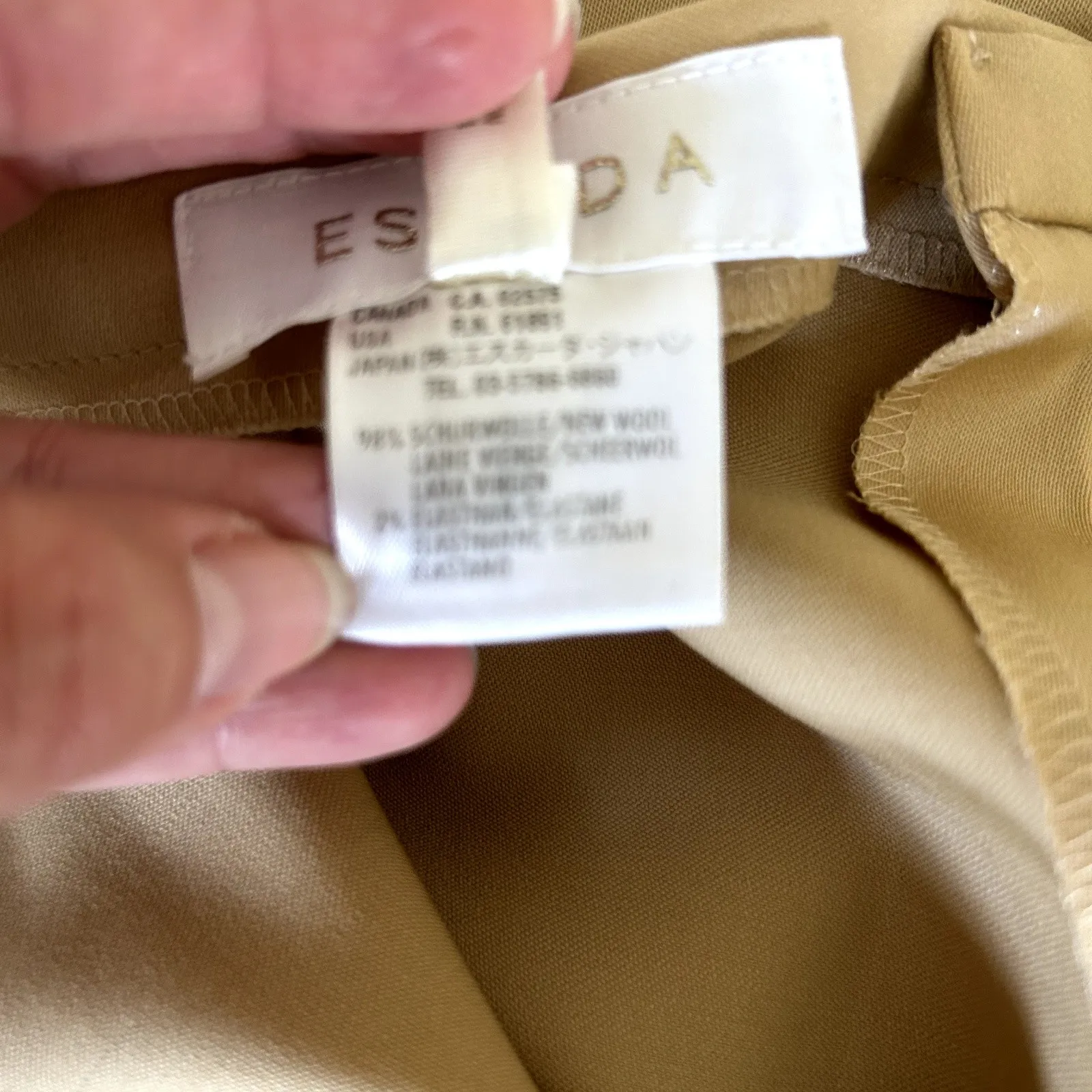 ESCADA Womens Beige Straight Leg Pants Beige New Wool Flat Front DE 44 / US L Tan Size L - Image 10