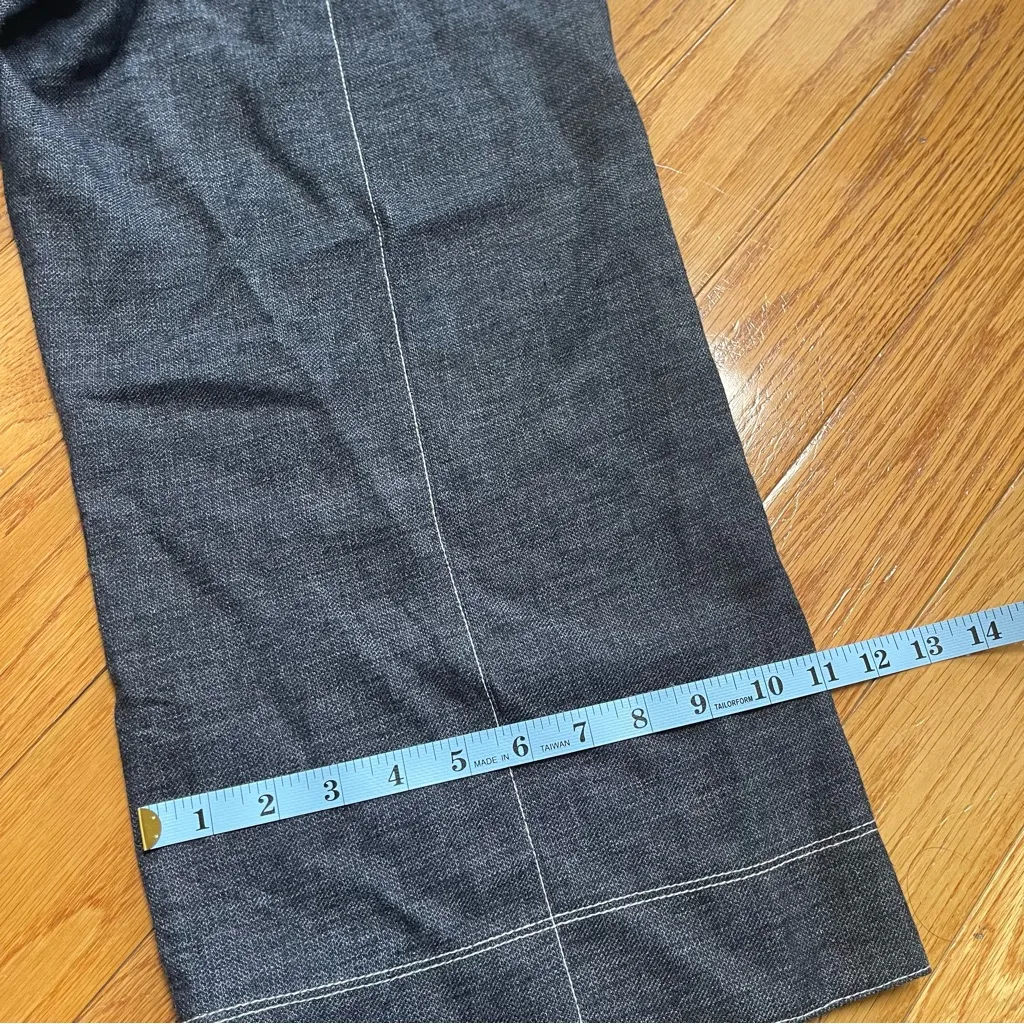 Donna Karan New York Linen Blend cropped pants with belt Blue Jean wide leg 12 - Image 12