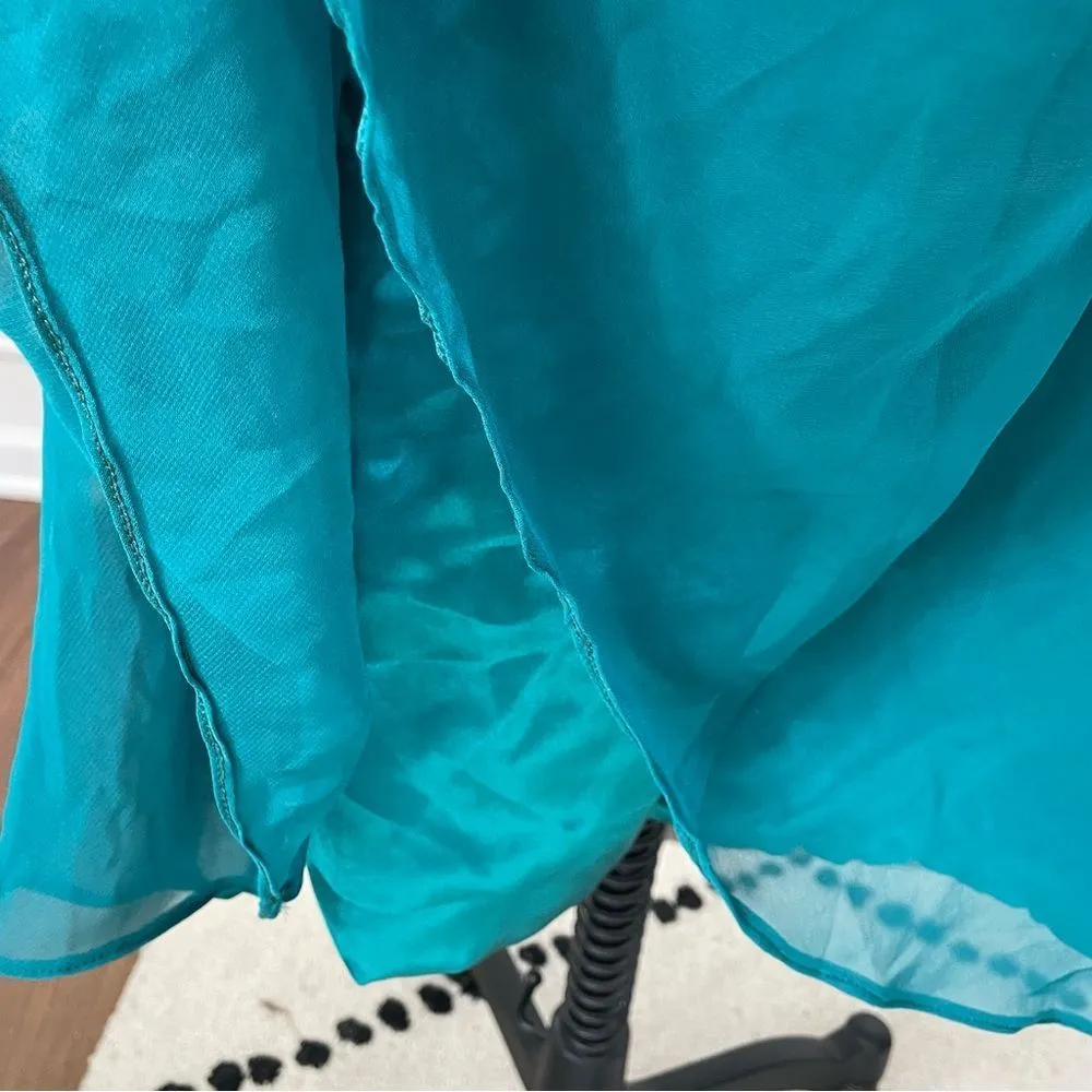 Johnny Emerald Green Chiffon Overlay Sleeveless Dress Rhinestone Waist 2X 3X 4X - Image 5