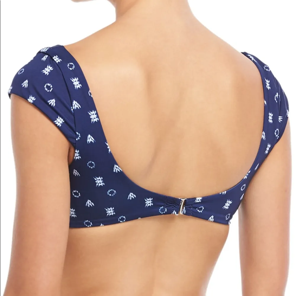 NWT splendid border stripe cap sleeve swim top - Image 2