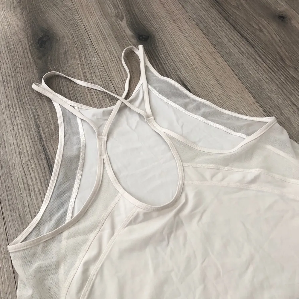 Lululemon Tank Top White with Mesh Detail 4 Small - Image 4