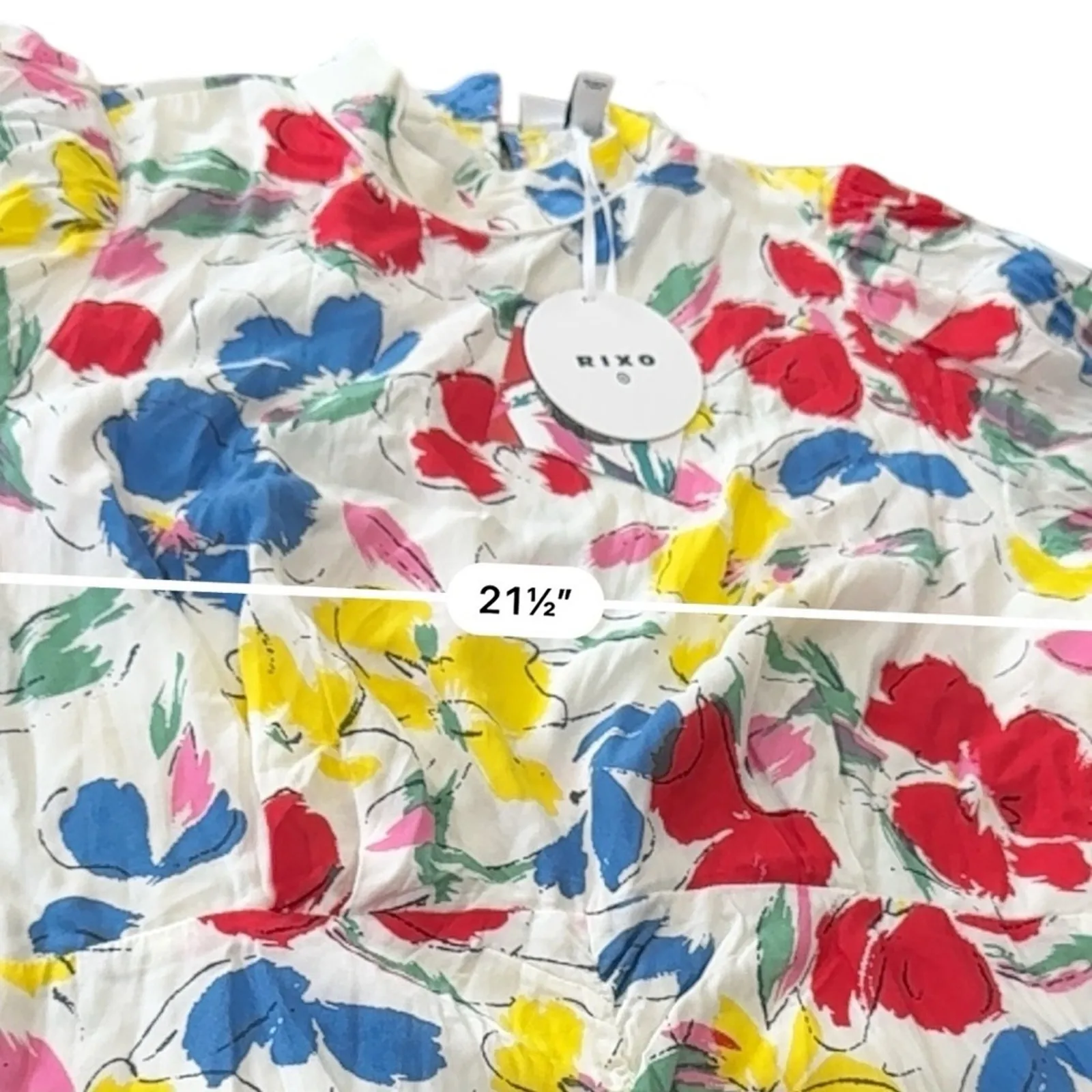 RIXO x Target Floral Mock Neck Cascade Ruffle Dress Floral NEW Size 16/18W PLUS Red - Image 11