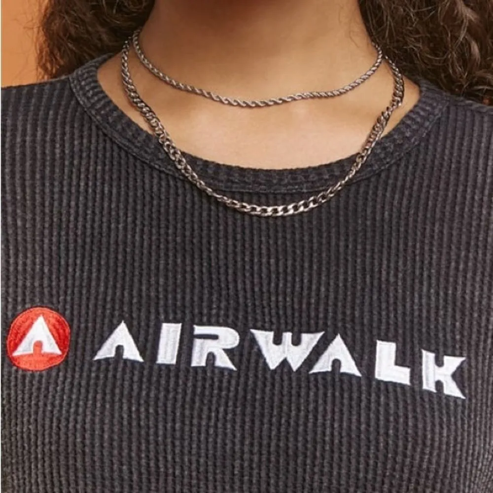 Airwalk Waffle Crop Top Black Medium Forever 21 Athleisure Streetwear - Image 4