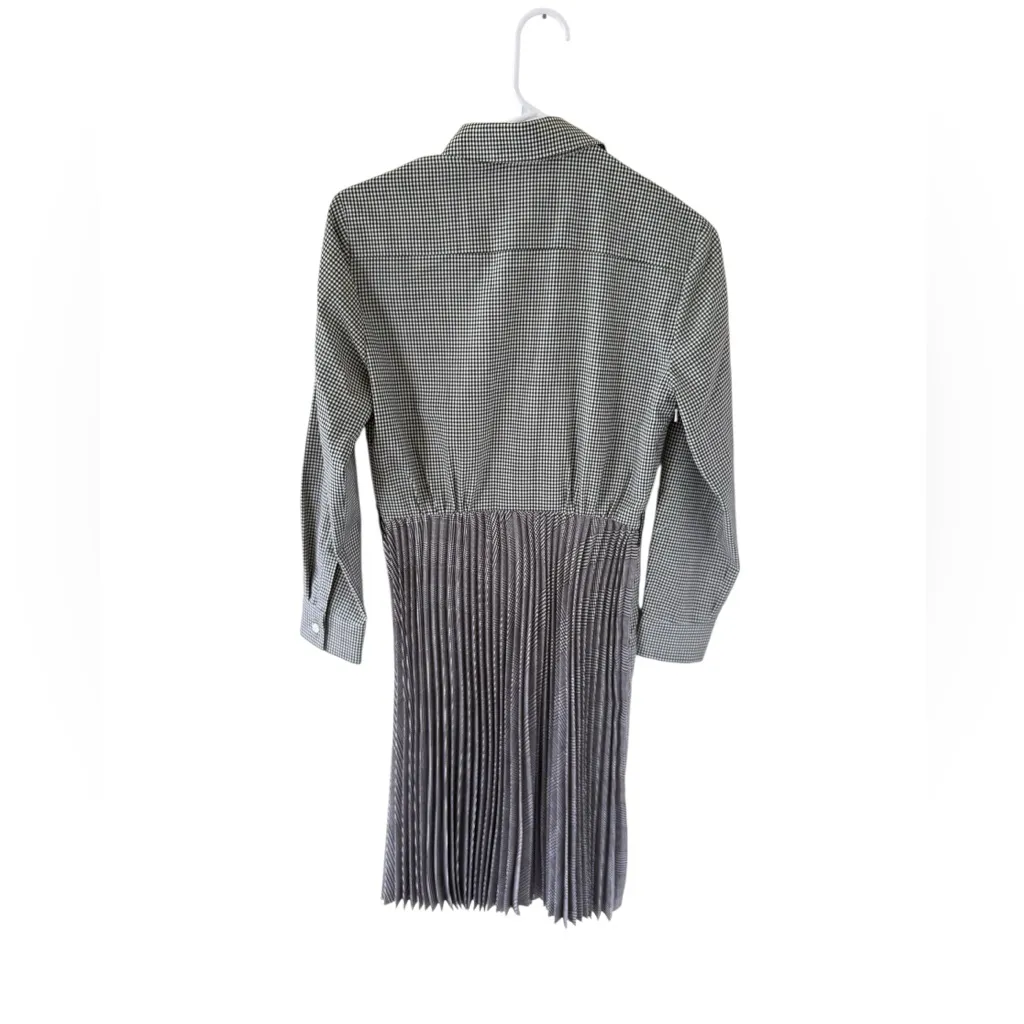 Weekend Max Mara Checkered Pattern Wool Pleated Dress Gray Size 6 - Image 2
