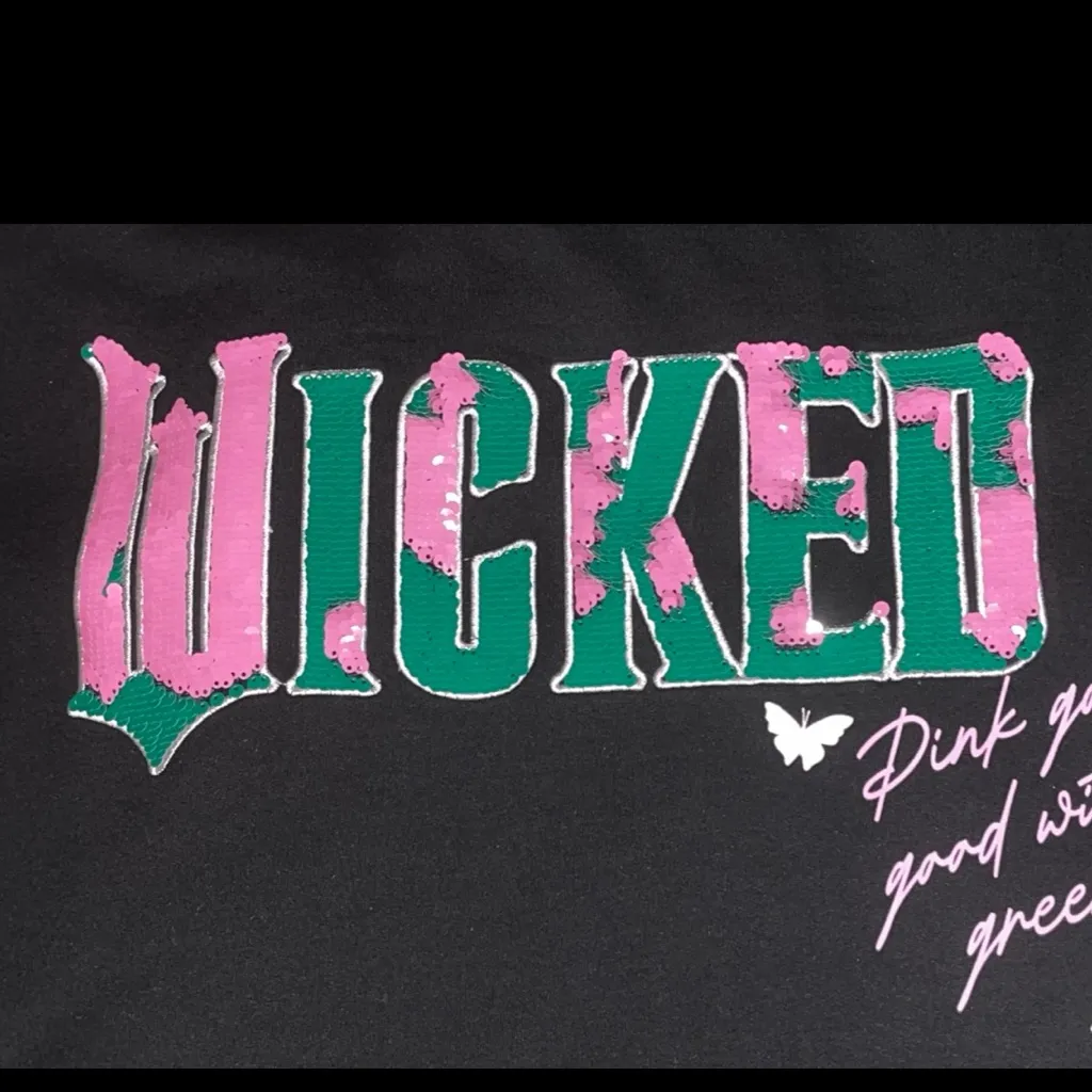 Wicked Reversible Sequins Embroidery Black Sweatshirt size Small - Image 2