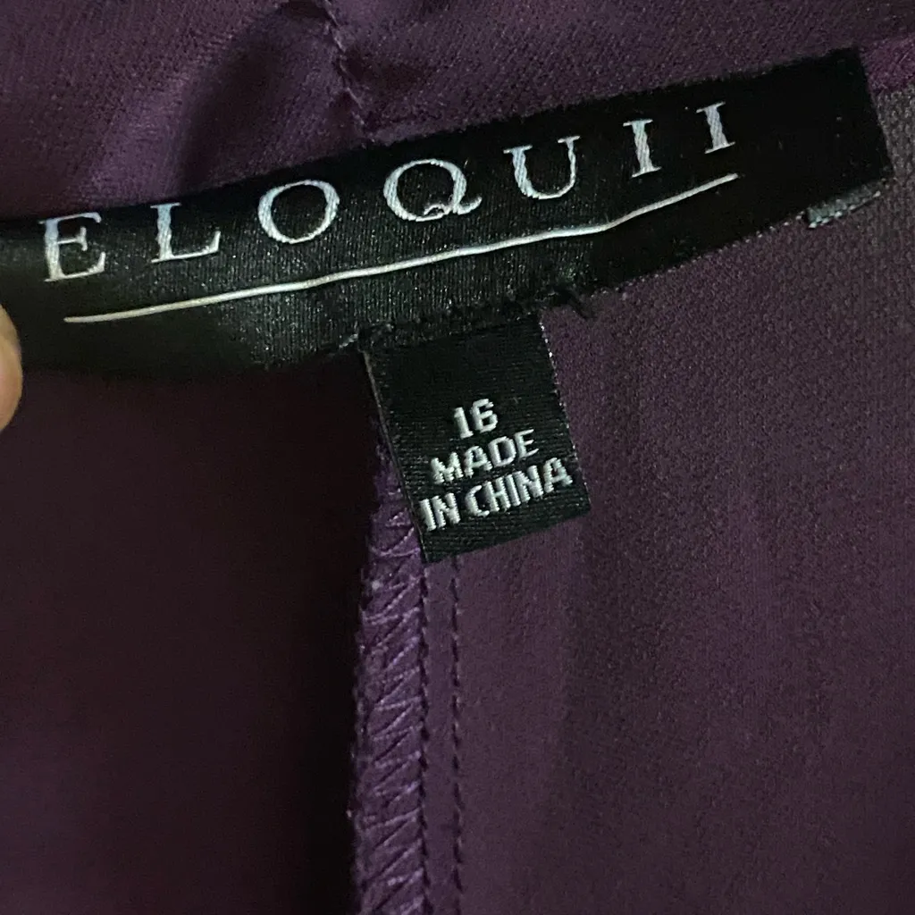 Eloquii Womens Blouse Top Shirt Dark Deep Eggplant Purple M Medium 48” V Neck - Image 4