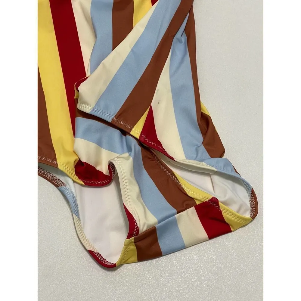 Solid & Striped Nina Multi Color Striped One Piece Swimsuit Blue Red Yellow XS - Image 9