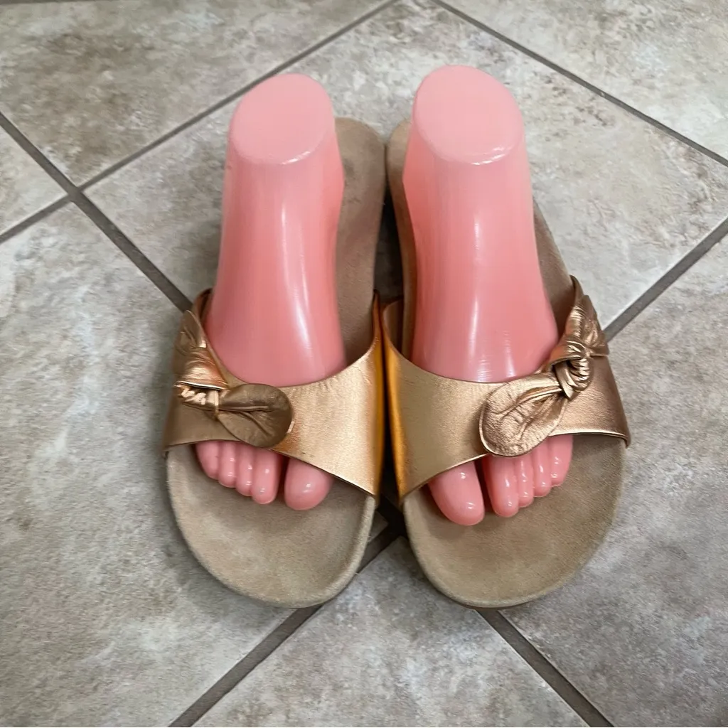 JACK‎ ROGERS Dorothy Knotted Bow Slide Sandals Rose Gold Slip On Womens Sz 12M - Image 5