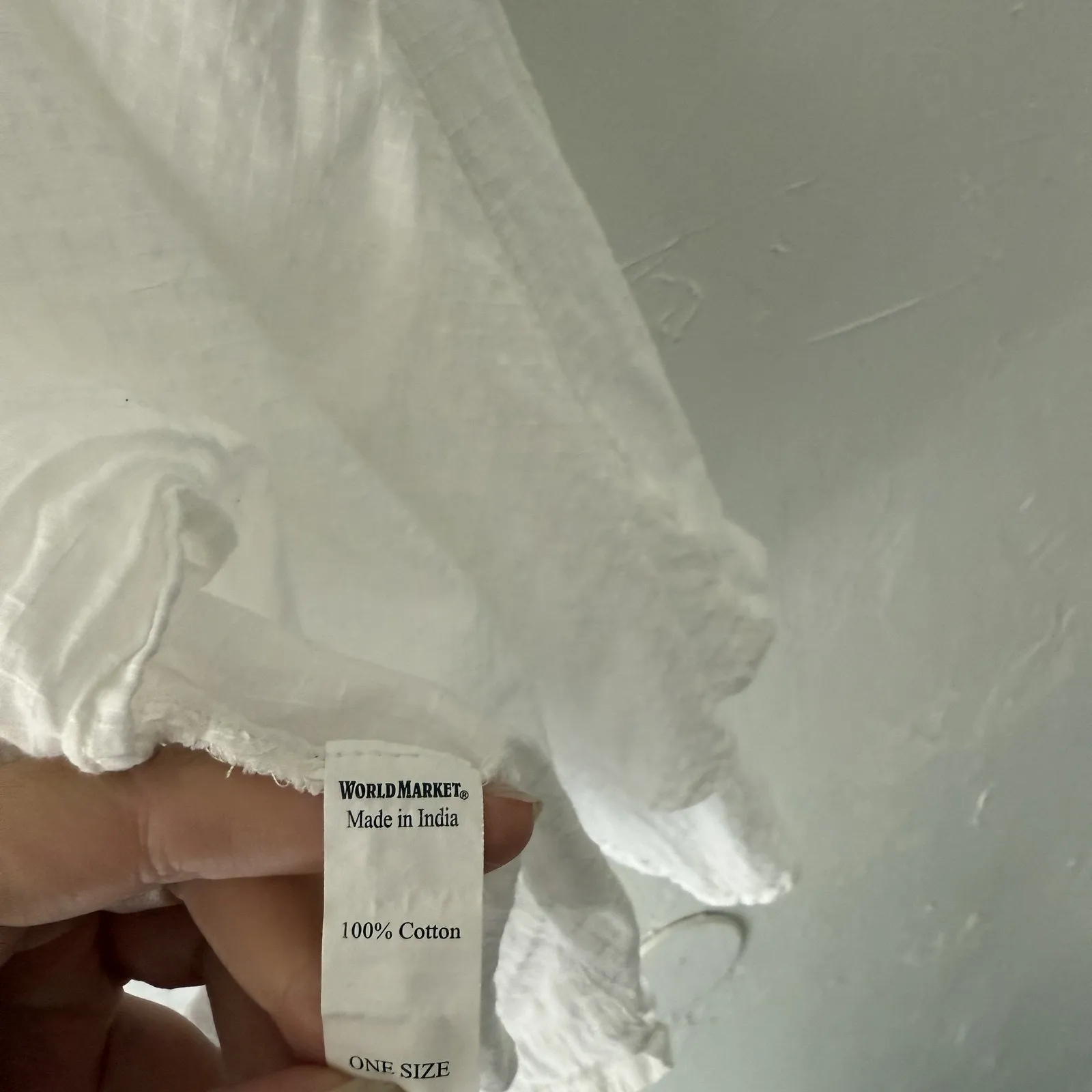 World Market Blouse Womens One Size Eyelet Boho‎ Top Relaxed Fit Peasant Shirt White - Image 6