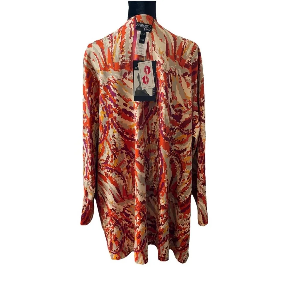 Attitudes by Renee 3X‎ Reversible Cardigan Jacket Abstract 70S Style Retro NEW Pink - Image 6