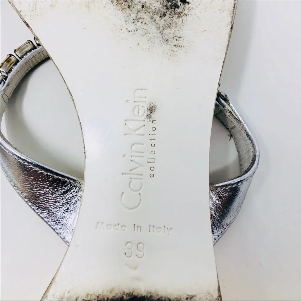 CALVIN KLEIN COLLECTION leather slides, made in Italy, size 39 - Image 7