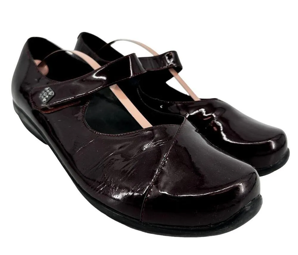 Dansko Opal Patent Mary Jane Flat Shoe Round Toe Leather Black Cherry EU41 US 10 - Image 2