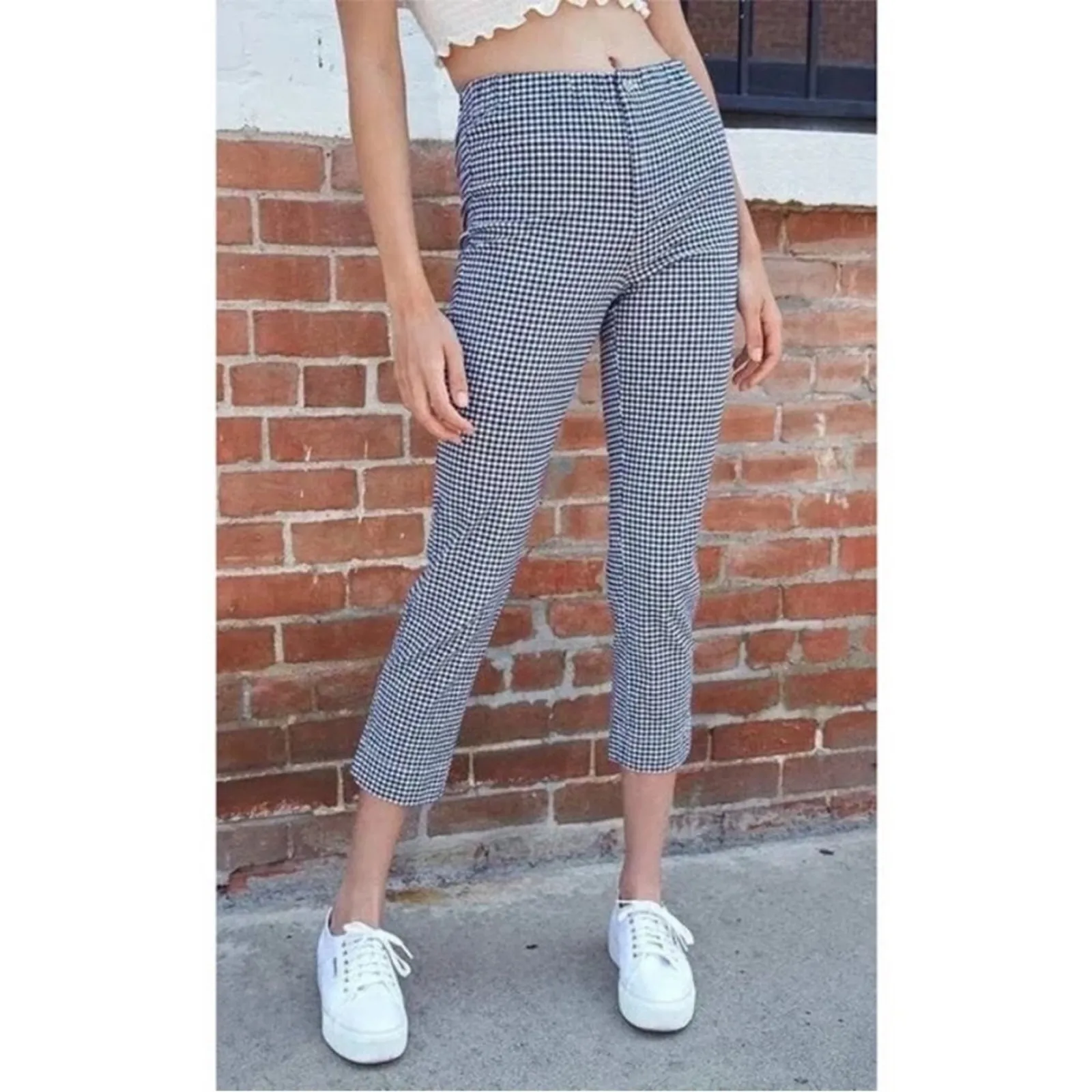 John Galt X Brandy Melville High Rise Gingham Tilden Ankle Cropped Pants Size S - Image 14