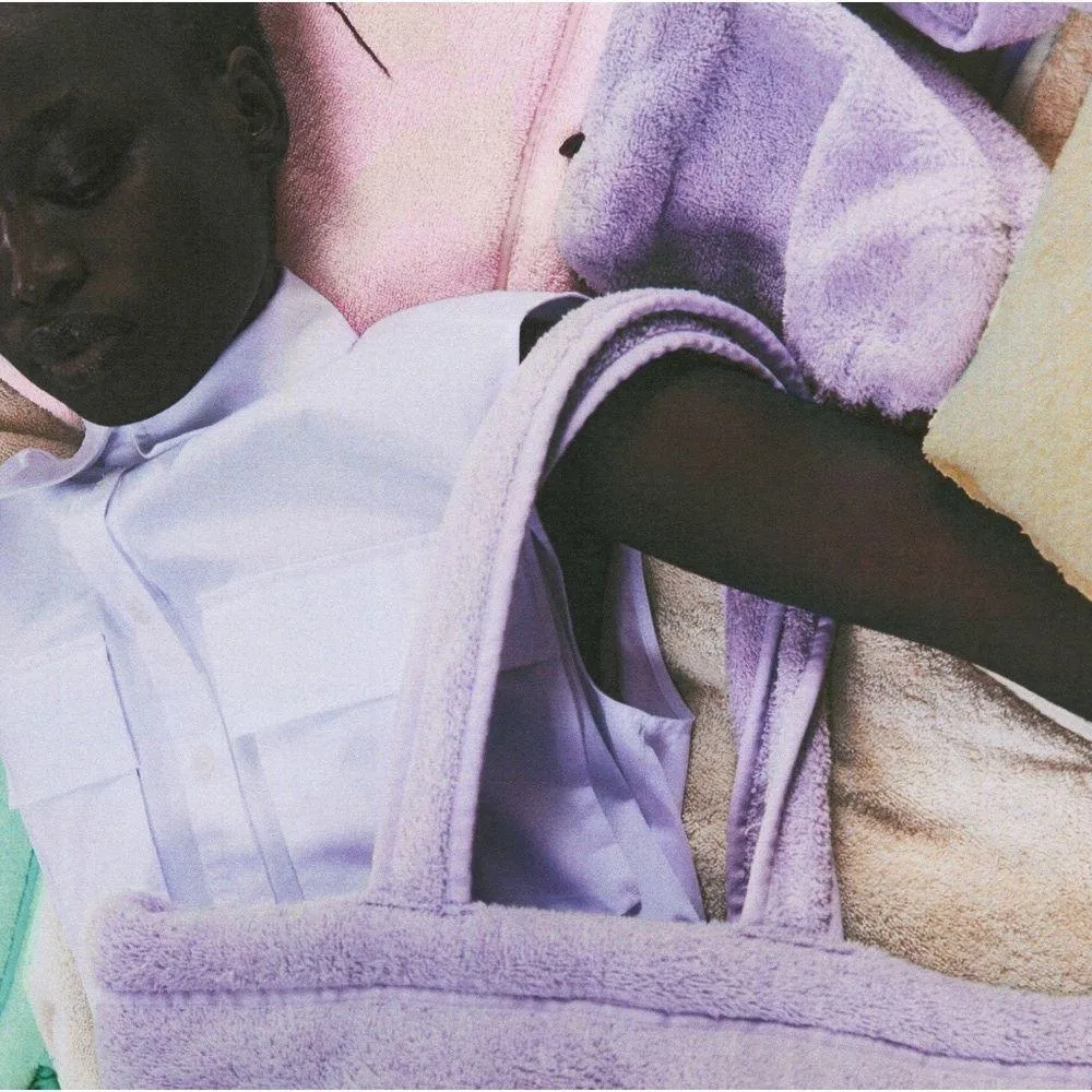 Zara MAXI TERRY Cloth TOTE SHOULDER Large BAG Purple NEW - Image 3