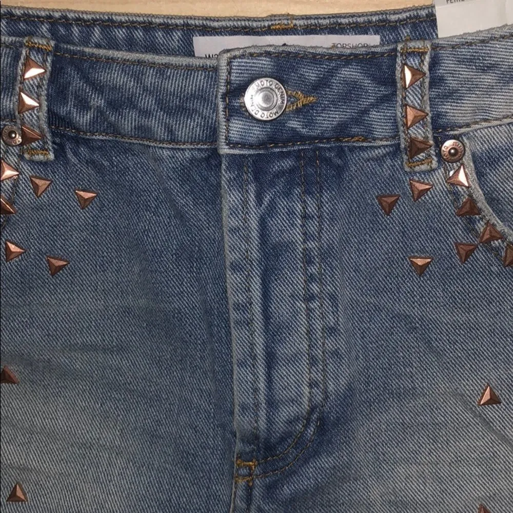Topshop Hi-Waisted Moto Petite Jean Shorts‎ nwt - Image 5