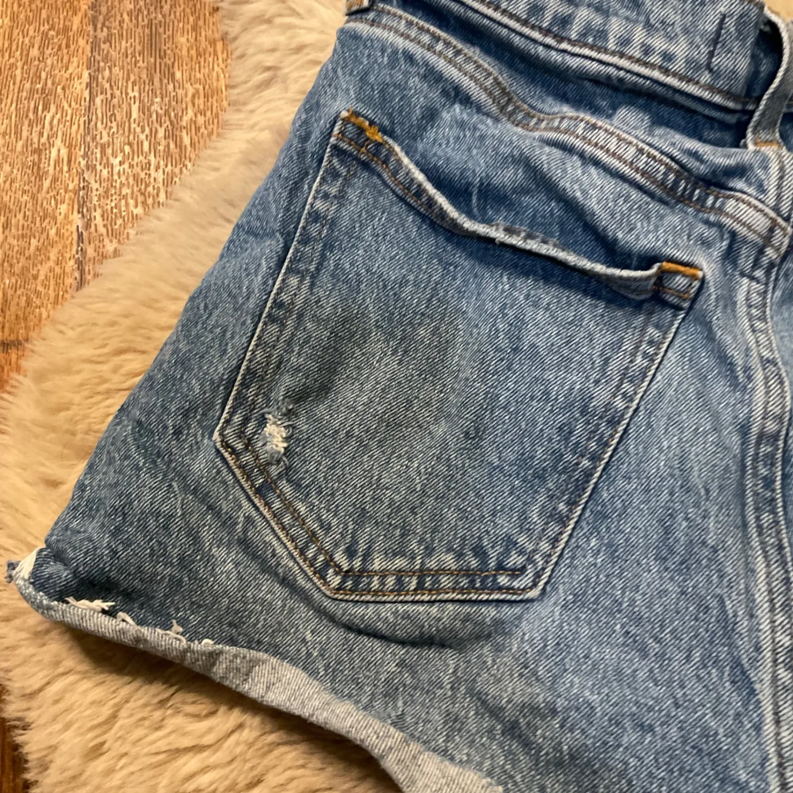 Abercrombie & Fitch Size 2 26 90's Relaxed High Rise Cutoff Shorts Medium Blue - Image 7