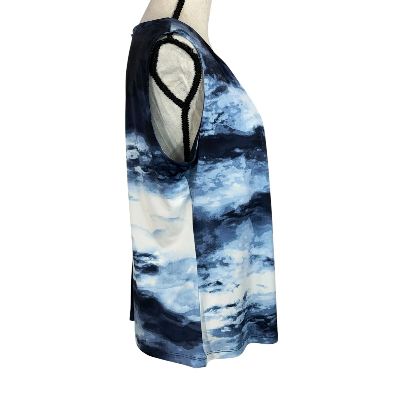 Calvin Klein X-Large Top Sleeveless Stretch Pleated Abstract Keyhole Round Neck - Image 3