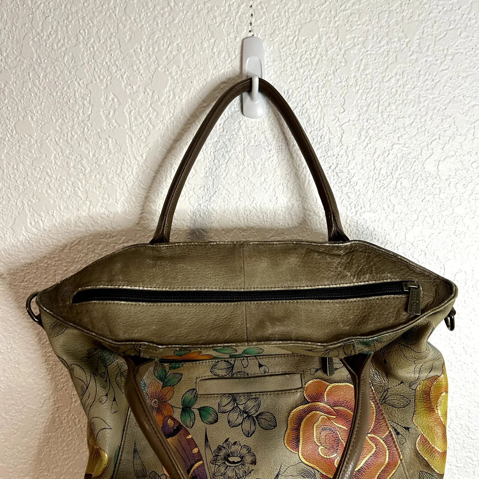 Anna Anuschka Double Handle Shoulder Bag Floral Butterfly Tote *No Crossbody - Image 14