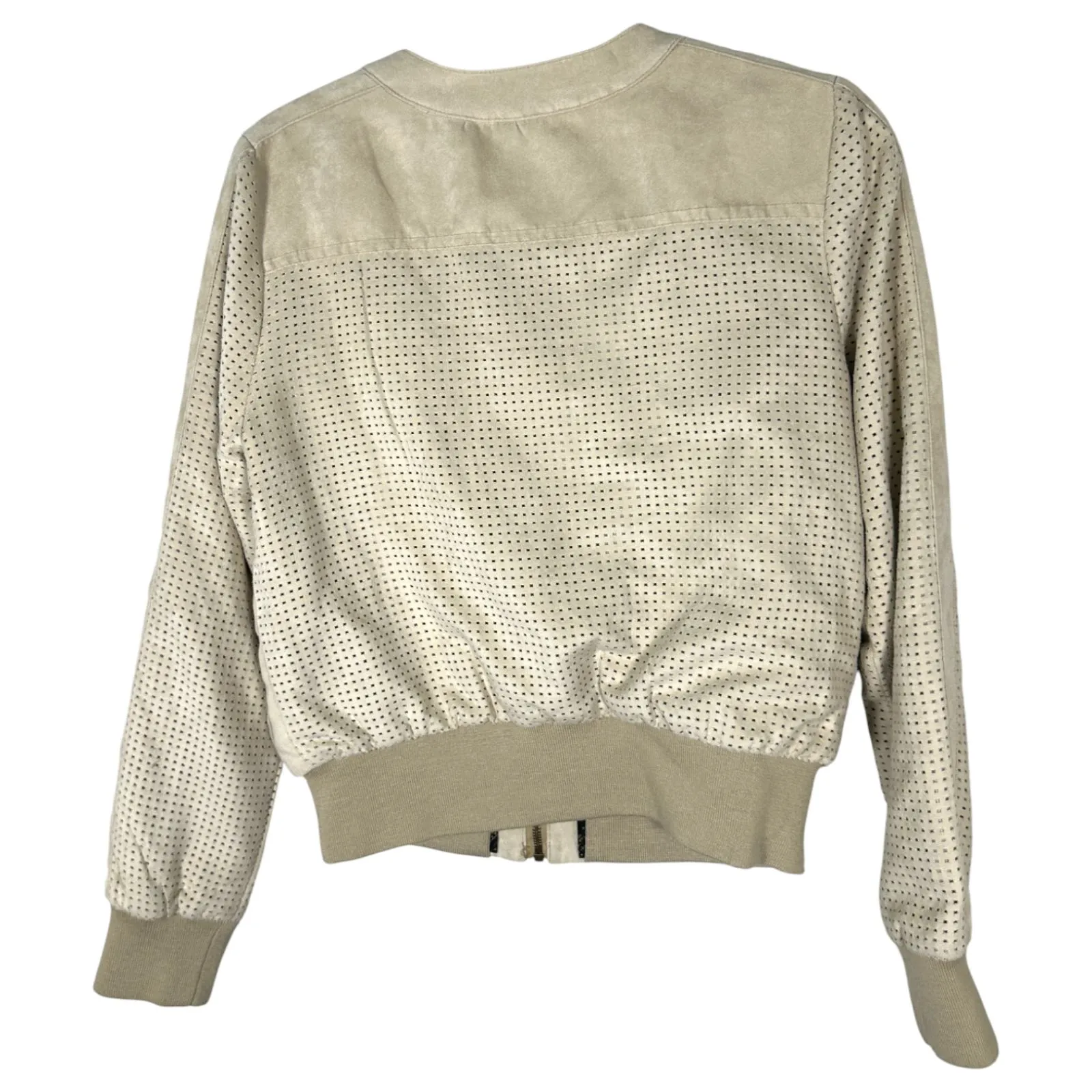 Hei Hei Anthropologie Perforated Faux Suede Moto Bomber Jacket Women's Small - Image 6