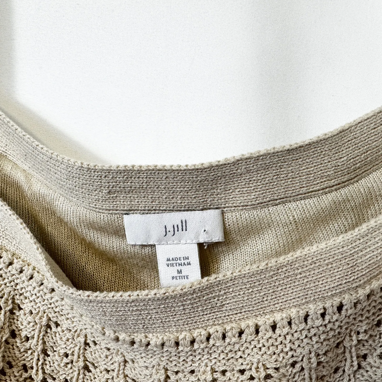 J. Jill MP Knit Tank Top Crochet Sleeveless Beige Granola Soft Girl 1770 Tan Size M - Image 8