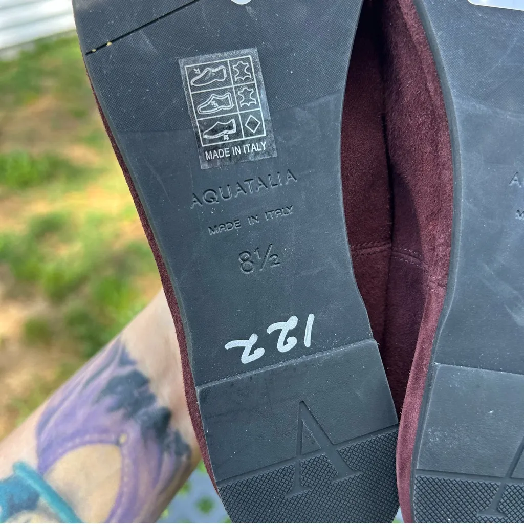 Aquatalia Size 8.5 Suede Made In‎ Italy Ballet Flat Loafers burgundy - Image 9