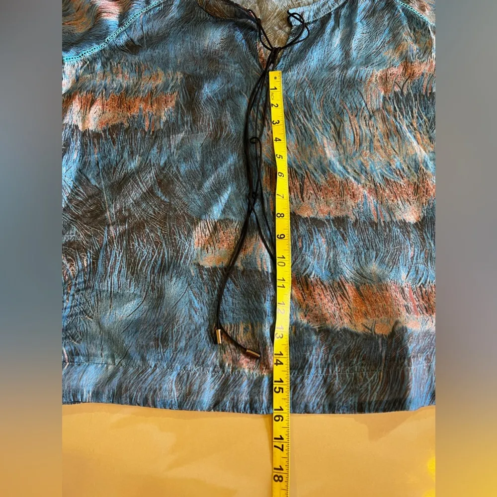 Sweewe Paris blue multicolors blouse 3/4 SleevesTop Sz M/L - Image 11