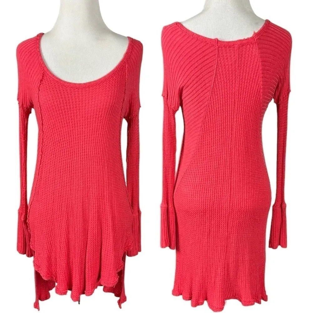 Free People Ventura Thermal Tunic Top Red Poppy Small Boho Valentine’s Day - Image 4