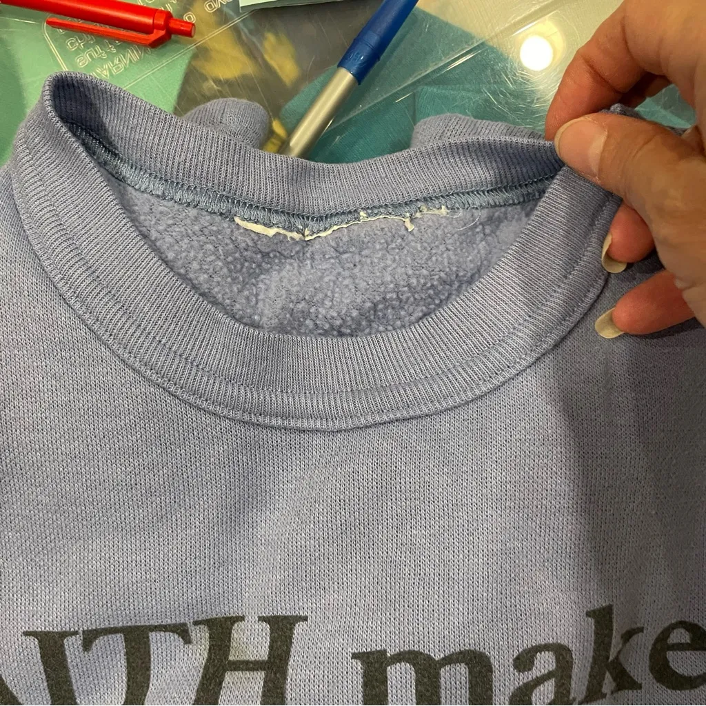 Vintage 90’s Faith makes it bearable periwinkle teddy bear oversized sweatshirt Blue Size 1X - Image 8