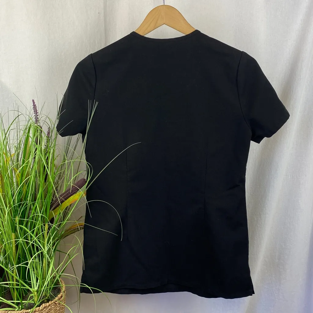 Figs Black Short Sleeve V Neck Medical Scrub Top XS - Image 2