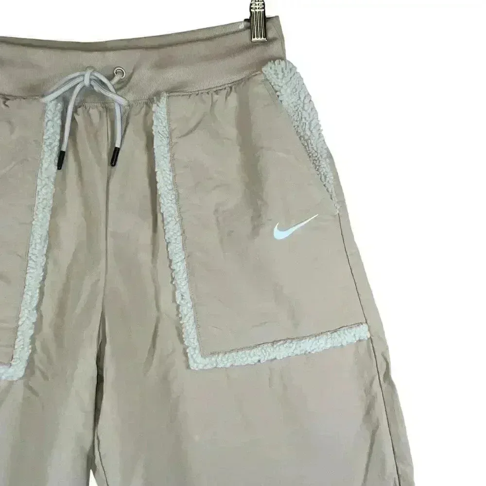 Nike Women’s Essential Woven‎ Loose High Rise Curve Pants Shearling Pockets Med - Image 4