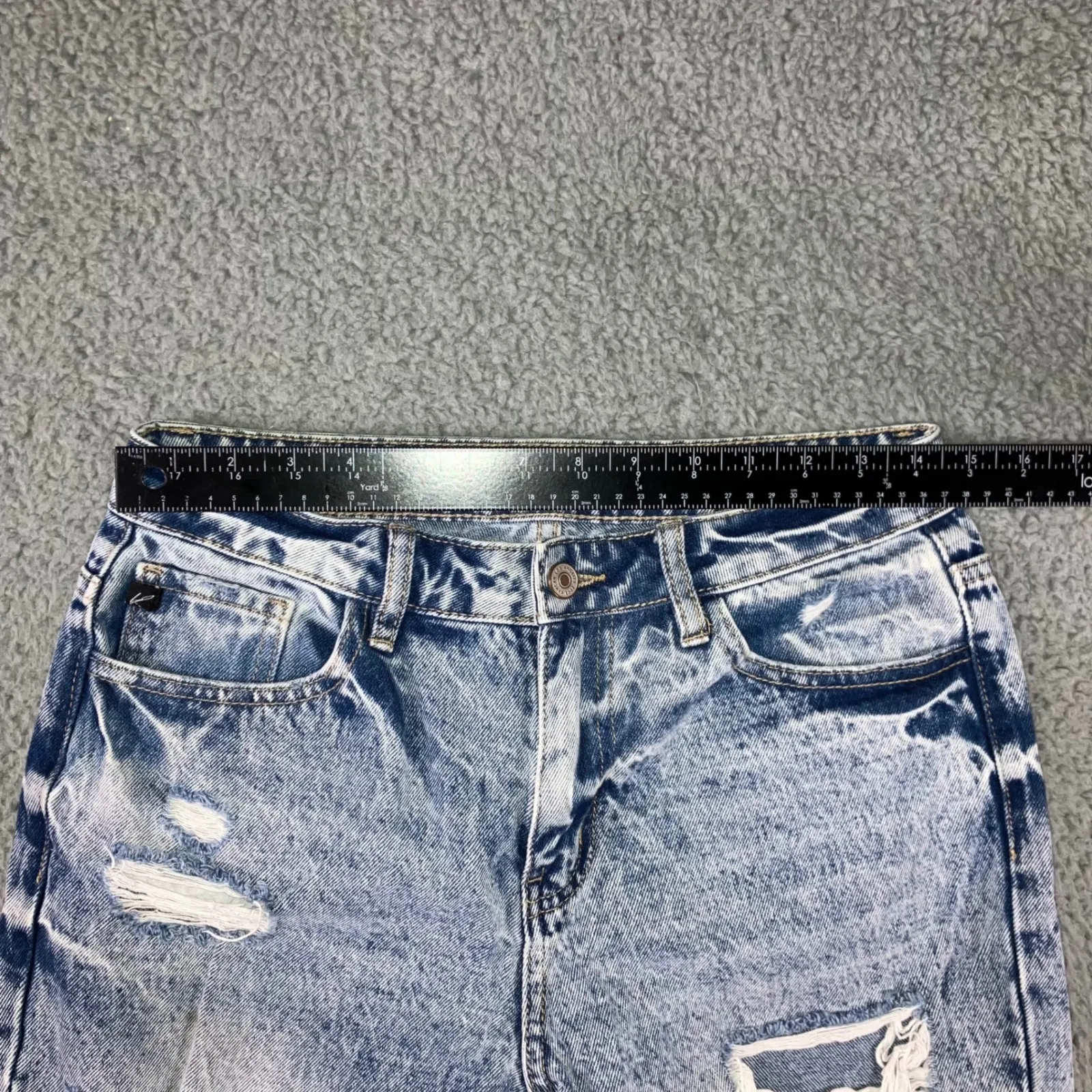 Kancan Mom Jeans‎ Women 5/26 High Rise Distressed Fringe Festival Denim Blue - Image 2