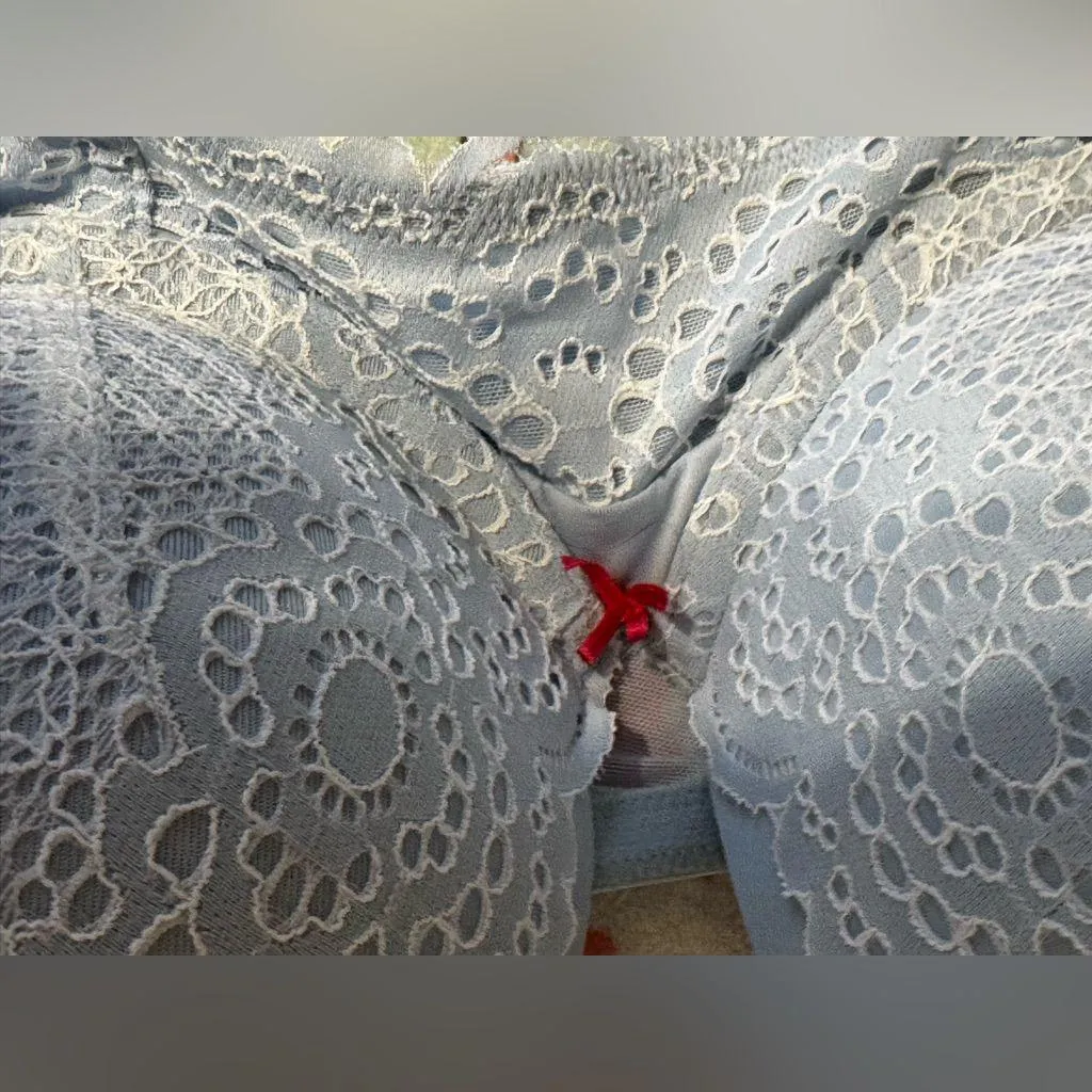 Lane Bryant Longline Lace Plunge Bra 44D Light Blue Womens Cacique Bow Padded ST - Image 6