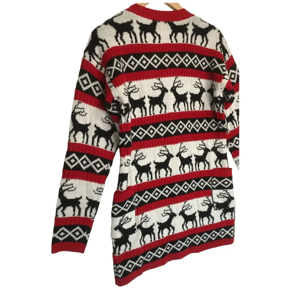 Merry Christmas Womens Size Small Cardigan Knit Sweater Holiday Long Sleeve Red - Image 11