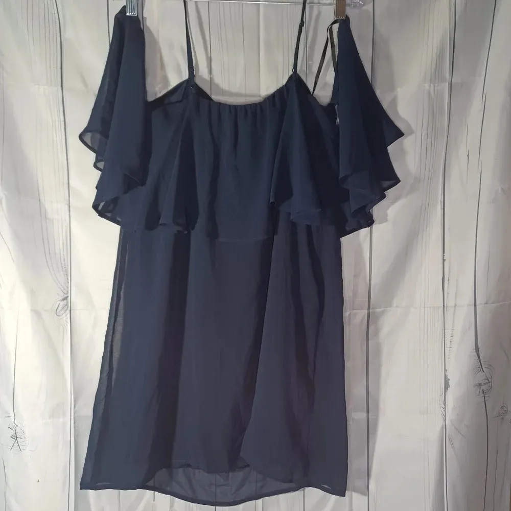 City Triangles blue sheer cold shoulder Dress - Image 7