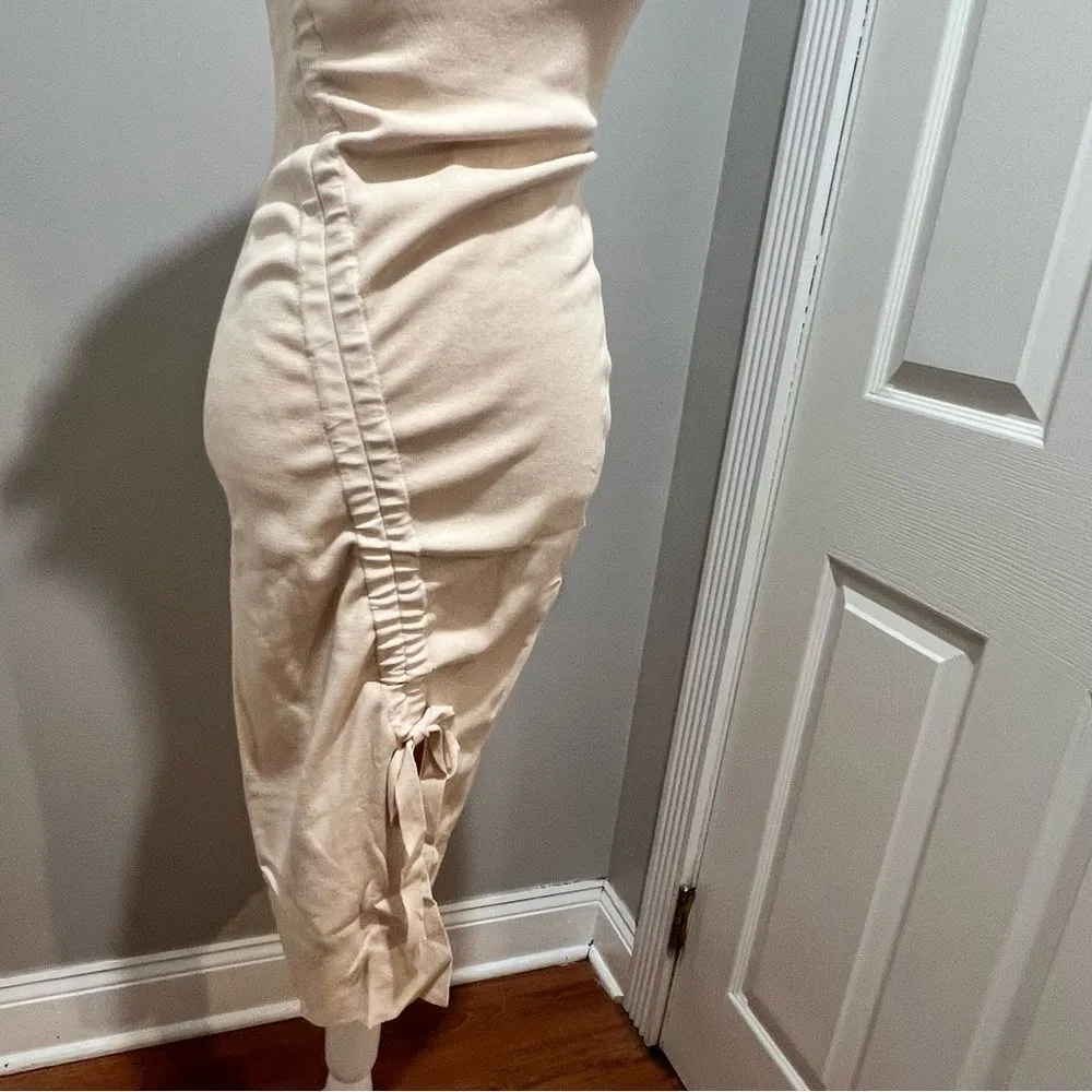 NWT O.P.T. women's cream ruched detail midi dress in cream xxs - Image 8