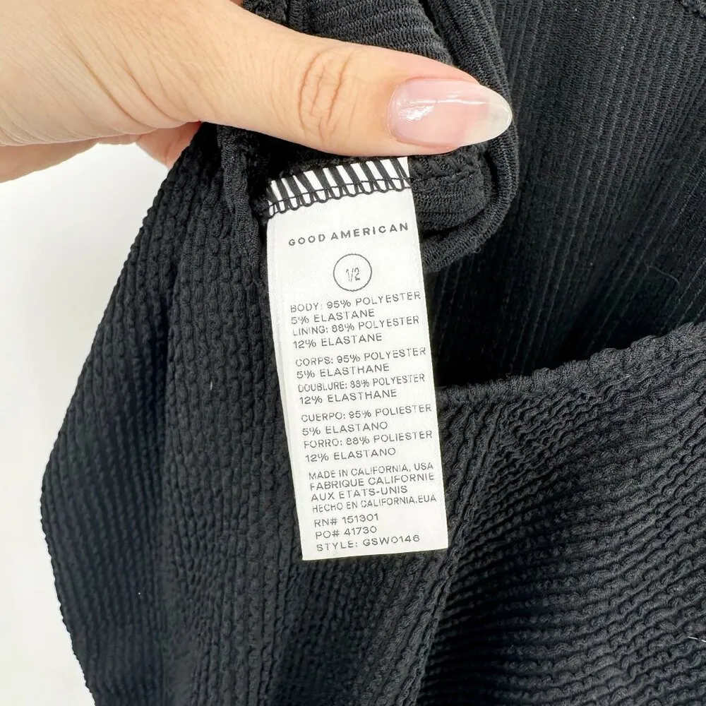 NEW Good American Always Fits One Piece Swimsuit Crinkle Black Women's 1/2 S/M - Image 8