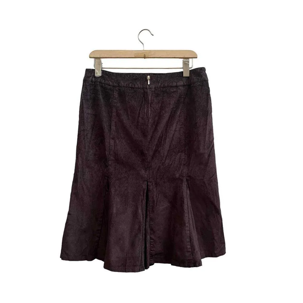 United Colors Of Benetton Chocolate Brown Corduroy Godet Skirt Size 6 Small - Image 4