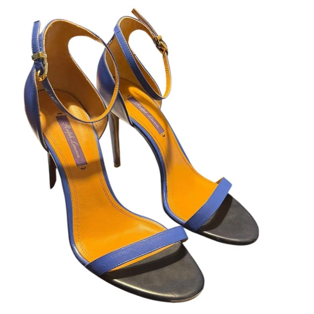 Ralph Lauren Purple Label Sonkia Two-Tone Blue Nappa Leather Stiletto Heels 8.5 - Image 4