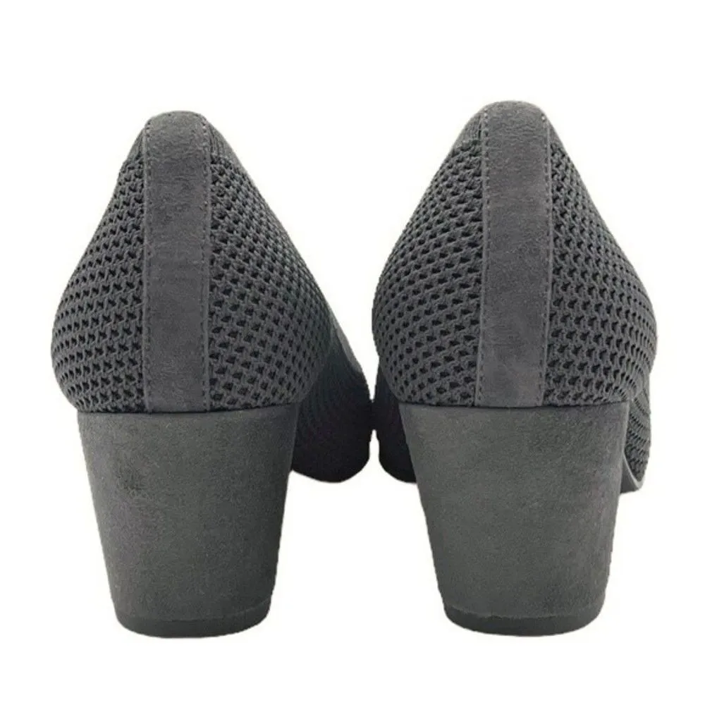 Eileen Fisher Shoes Kiss Knit Sock Pump Suede Heel Charcoal Gray Womens Size 8.5 - Image 10