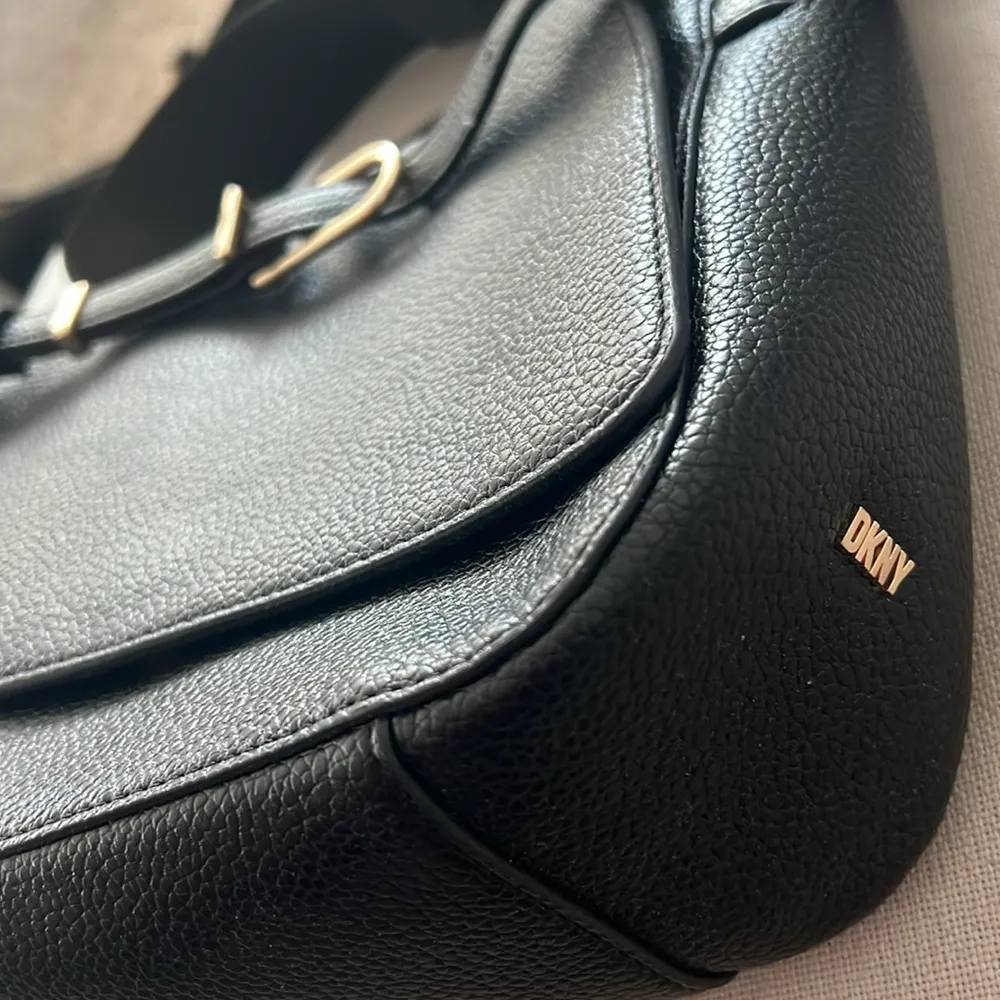 DKNY Penelope Small Flap Crossbody in Black/Gold, Retail $168 - Image 9