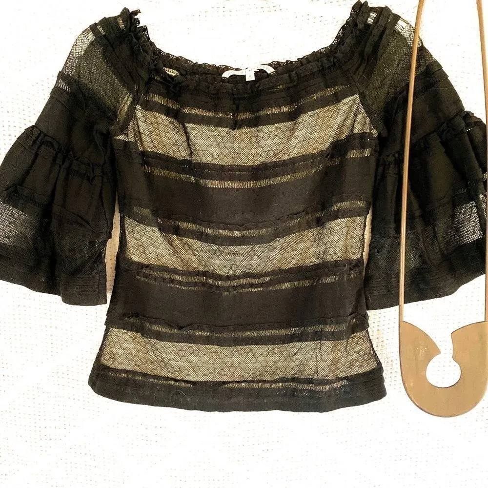 RACHEL Rachel Roy Lace‎ Overlay Top Black Size M - Image 6