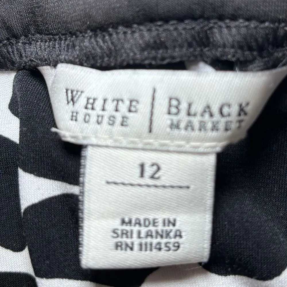 WHBM Black White Animal‎ Print Halter Dress 12 Draping Sweetheart Neckline - Image 6