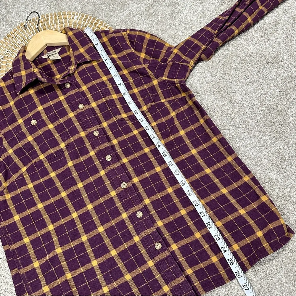 Duluth Trading Co Women’s Free Swingin Flannel Button Down Shirt Purple Yellow M Size M - Image 11